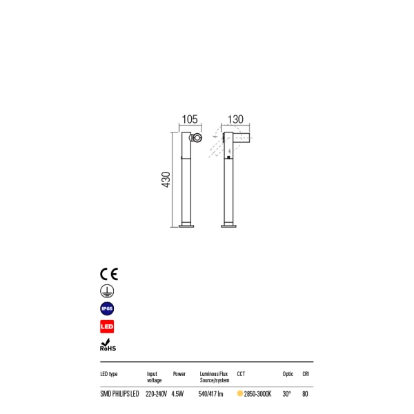 Світильник вуличний 9579 OBLIK 4.5W IP65 DG 3000K REDO - Фото 4