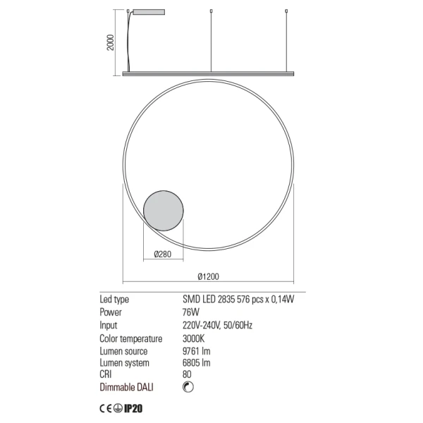 Люстра світлодіодна 01-1951 ORBIT 84W BLACK REDO - Фото 3