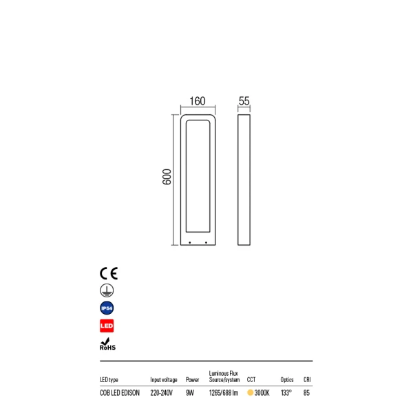 Світильник вуличний 90014 RADEON 9W IP54 DB 3000K REDO - Фото 4