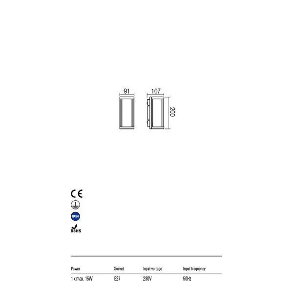 Світильник вуличний 9107 VITRA IP54 BK REDO - Фото 3