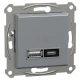 Подвійний зарядний пристрій USB, тип A+C, 21Вт, сталевий Asfora EPH2700562 Schneider Electric